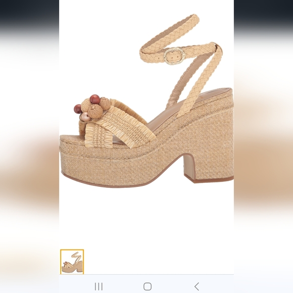 NEW SAM EDELMAN TATE EGGSHELL RAFFIA PLATFORM SANDALS SIZE 9.5 - Picture 2 of 15